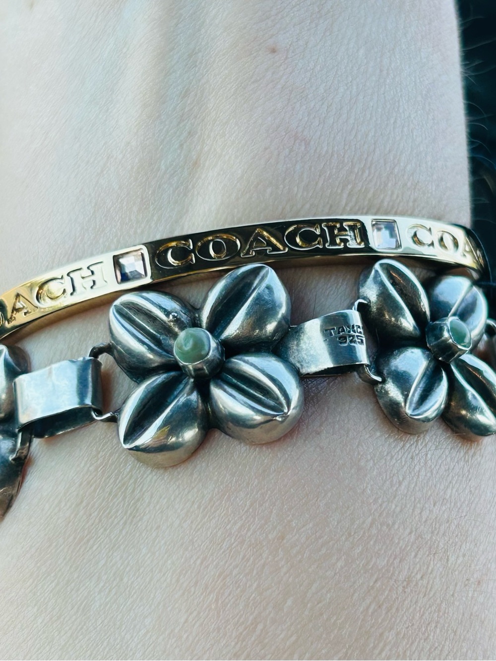 Genuine Coach Gold-Tone Logo Bangle Bracelet - Picture 6 of 14